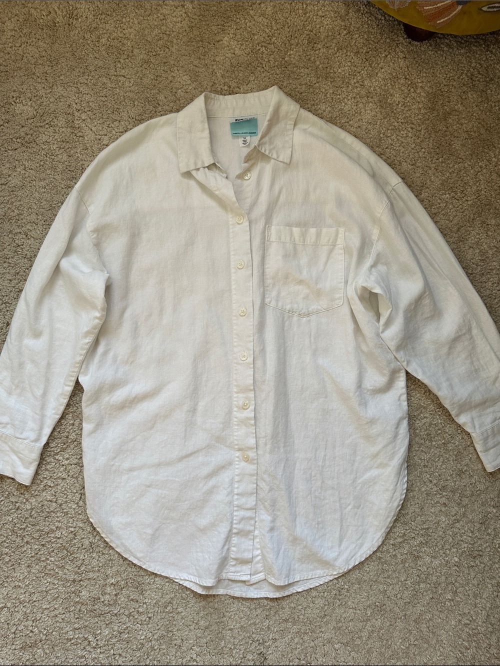 Relaxed White Linen Button-Down Shirt for Women